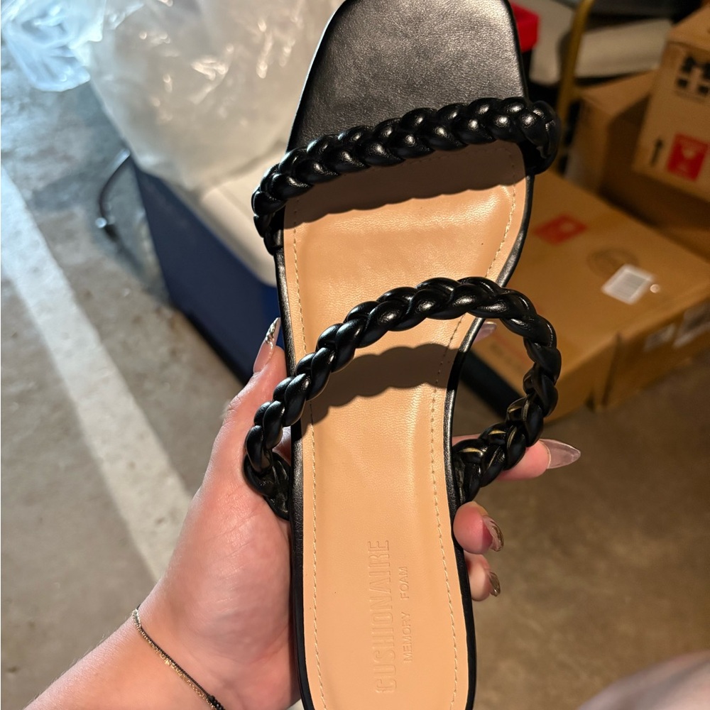 Cushionaire Black Braided Sandals